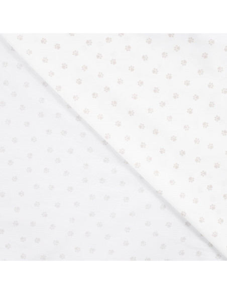 Tissu, Popeline de Coton Mini Pattes, Écru Beige, Laize 150 cm, 100% Coton 120g/m²