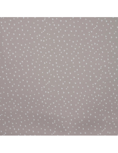 Tissu, Popeline de Coton Mini Cœurs, Gris Taupe, Laize 150 cm, 100% Coton 120g/m²
