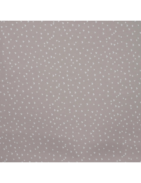 Tissu, Popeline de Coton Mini Cœurs, Gris Taupe, Laize 150 cm, 100% Coton 120g/m²