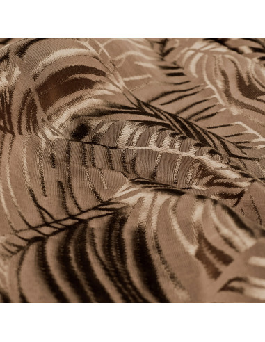 Tissu, Jacquard Viscose Feuilles, Taupe et Brun, Laize 150 cm, 100% Viscose 122g/m²