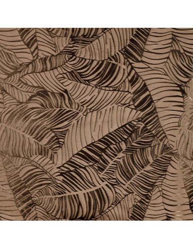 Tissu, Jacquard Viscose Feuilles, Taupe et Brun, Laize 150 cm, 100% Viscose 122g/m²
