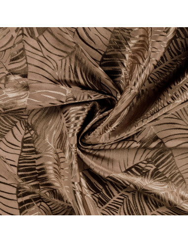 Tissu, Jacquard Viscose Feuilles, Taupe et Brun, Laize 150 cm, 100% Viscose 122g/m²
