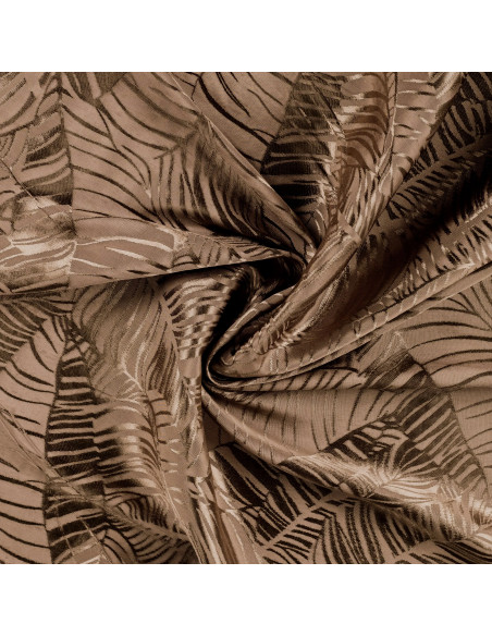 Tissu, Jacquard Viscose Feuilles, Taupe et Brun, Laize 150 cm, 100% Viscose 122g/m²