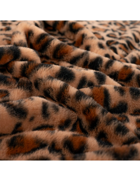 Tissu, Fausse Fourrure Léopard, Cognac, Laize 150 cm, 100% Polyester 330g/m²
