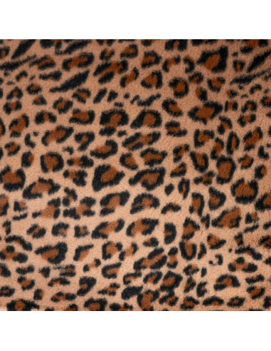 Tissu, Fausse Fourrure Léopard, Cognac, Laize 150 cm, 100% Polyester 330g/m²