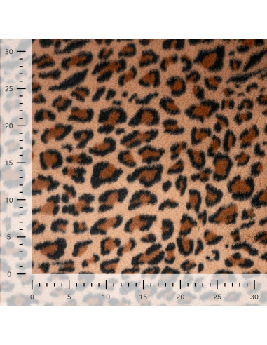 Tissu, Fausse Fourrure Léopard, Cognac, Laize 150 cm, 100% Polyester 330g/m²