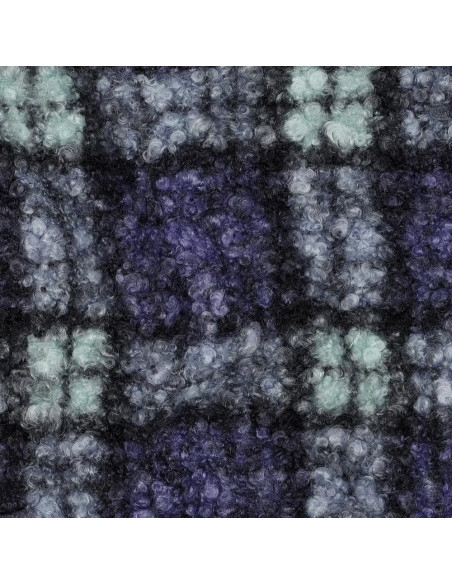 Tissu, Lainage Bouclette Carreaux, Violet Vert, Laize 155 cm, 100% Polyester 340g/m²
