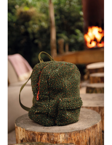 Lainage teddy, vert kaki