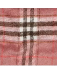 Tissu, Tartan Écossais, Rose Poudré, Brun et Rouge Vif, Laize 150 cm, Polyester et Viscose 420g/m²