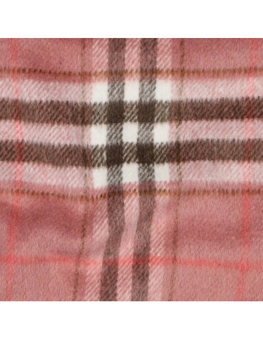 Tissu, Tartan Écossais, Rose Poudré, Brun et Rouge Vif, Laize 150 cm, Polyester et Viscose 420g/m²