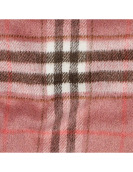 Tissu, Tartan Écossais, Rose Poudré, Brun et Rouge Vif, Laize 150 cm, Polyester et Viscose 420g/m²