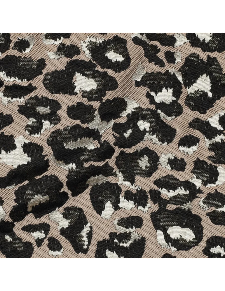 Tissu, Jacquard Léopard, Beige, Noir, Doré, Laize 145 cm, 100% Polyester 245g/m²