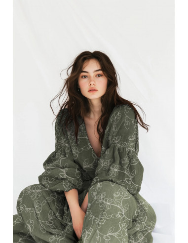 Double gaze, brodée, fleurs