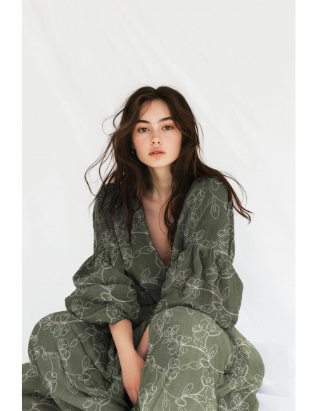 Double gaze, brodée, fleurs