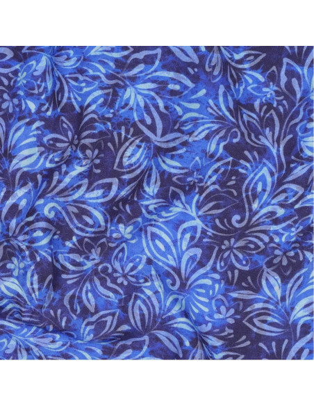 Tissu, Impression Digitale Fleurie Abstraite, Bleu Marine et Bleu Clair, Laize 140 cm, 100% Viscose 110g/m²