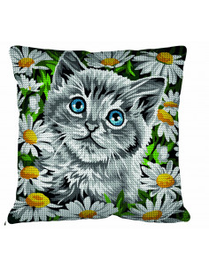 Kit coussin 40x40, canevas, Dans les marguerittes