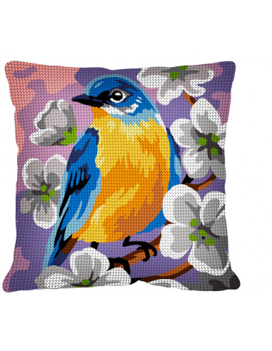 Kit coussin 40x40, canevas, Oiseau