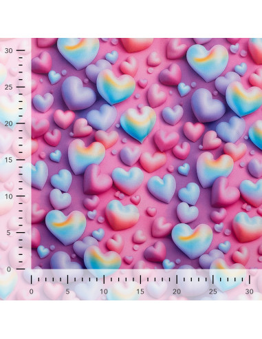 Sweat épais, impression digitale, coeurs roses