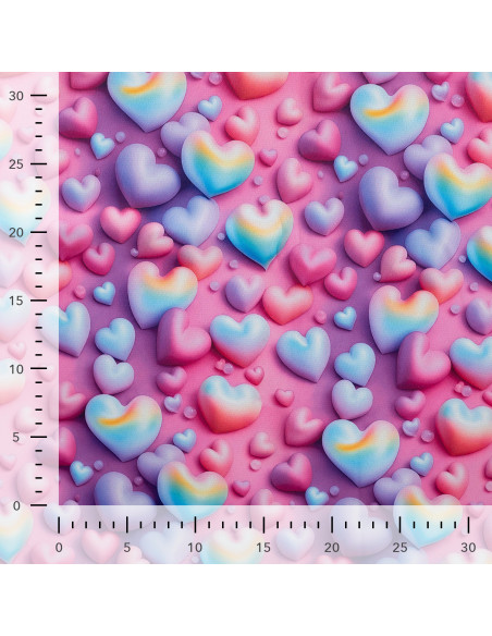 Sweat épais, impression digitale, coeurs roses