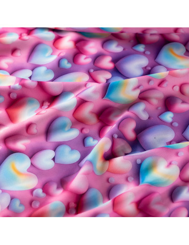 Sweat épais, impression digitale, coeurs roses