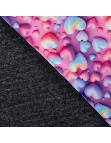 Sweat épais, impression digitale, coeurs roses