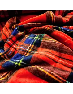 Tissu, Polaire Doudou Écossais, Rouge Carmin, Laize 150 cm, 100% Polyester 260g/m² 2