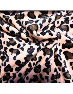 Tissu, Polaire Doudou Léopard, Rose Saumon, Laize 150 cm, 100% Polyester 260g/m² 2