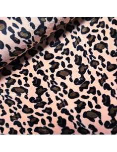 Tissu, Polaire Doudou Léopard, Rose Saumon, Laize 150 cm, 100% Polyester 260g/m²