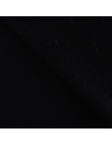 Tissu, Laine Bouillie Unie, Noir Intense, Laize 140 cm, 100% Laine 400g/m²