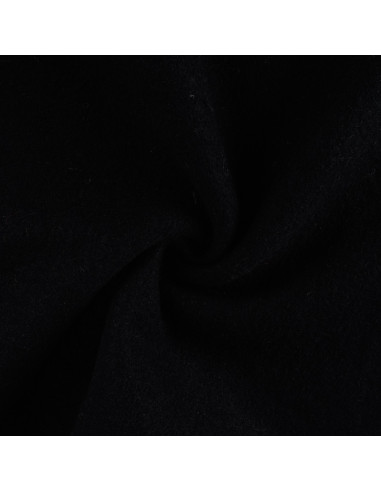 Tissu, Laine Bouillie Unie, Noir Intense, Laize 140 cm, 100% Laine 400g/m²