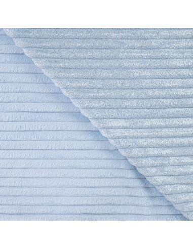 Tissu, Polaire Doudou Binky Côtelée Glitter, Bleu Ciel, Laize 150 cm, 100% Polyester 300g/m²