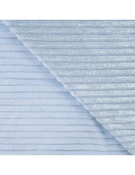 Tissu, Polaire Doudou Binky Côtelée Glitter, Bleu Ciel, Laize 150 cm, 100% Polyester 300g/m²