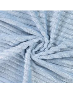 Tissu, Polaire Doudou Binky Côtelée Glitter, Bleu Ciel, Laize 150 cm, 100% Polyester 300g/m² 2