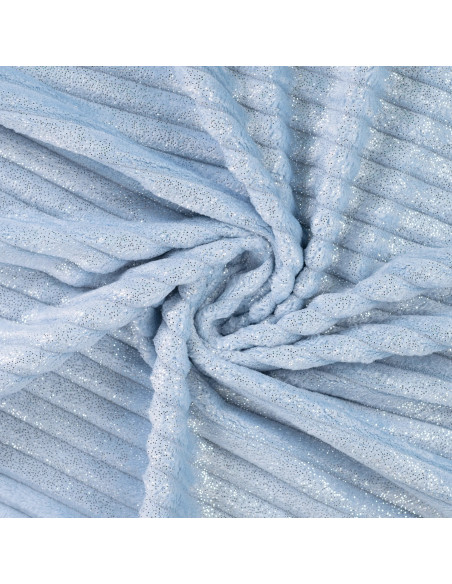 Tissu, Polaire Doudou Binky Côtelée Glitter, Bleu Ciel, Laize 150 cm, 100% Polyester 300g/m²