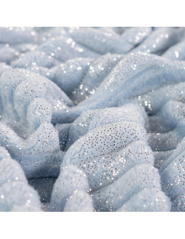 Tissu, Polaire Doudou Binky Côtelée Glitter, Bleu Ciel, Laize 150 cm, 100% Polyester 300g/m²