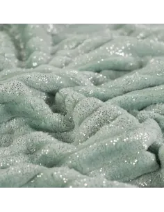 Tissu, Polaire Doudou Binky Côtelée Glitter, Vert Clair, Laize 150 cm, 100% Polyester 300g/m² 2