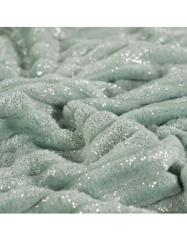 Tissu, Polaire Doudou Binky Côtelée Glitter, Vert Clair, Laize 150 cm, 100% Polyester 300g/m²