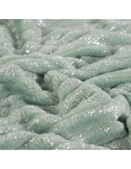 Tissu, Polaire Doudou Binky Côtelée Glitter, Vert Clair, Laize 150 cm, 100% Polyester 300g/m²