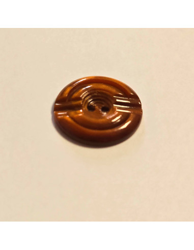 Bouton polyester 2 trous, 17mm, rond, marron rouille