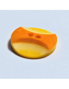 Bouton polyester 2 trous, 22mm, rond, orange/jaune 2