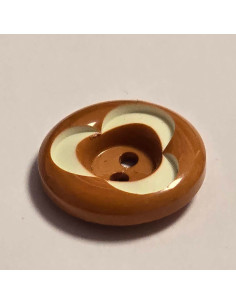 Bouton polyester 2 trous, 18mm, rond, marron 2