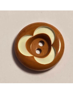 Bouton polyester 2 trous, 18mm, rond, marron