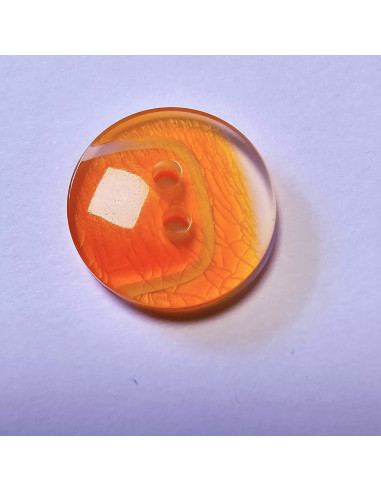 Bouton polyester 2 trous , 18mm , rond orange