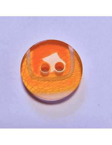 Bouton polyester 2 trous , 18mm , rond orange