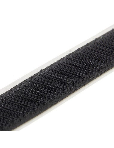 Auto-agrippant adhésif, coté velours, 20mm, noir