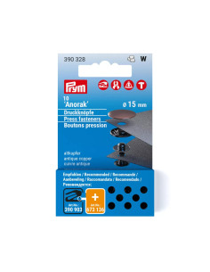 Recharge pour boutons pression sans couture, 15mm, cuivre vieilli