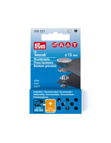 Recharge boutons pression Prym Anorak 15 mm | Zephyr Tissus