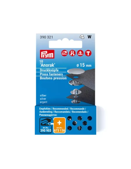 Recharge boutons pression Prym Anorak 15 mm | Zephyr Tissus