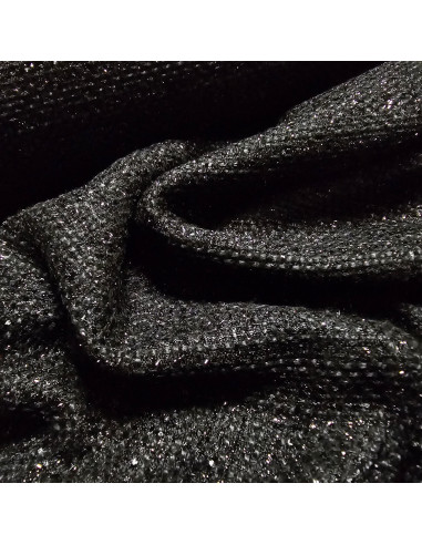 Tissu, Lainage Façon Chanel, Noir Profond, Laize 140 cm, 100% Laine Vierge