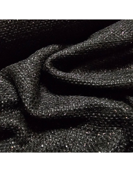 Tissu, Lainage Façon Chanel, Noir Profond, Laize 140 cm, 100% Laine Vierge